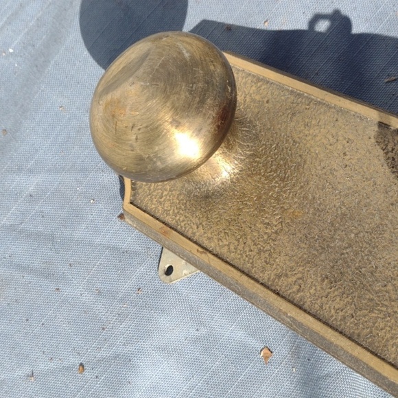 Vintage Gold Solid Steel Door Knob and Plate - Picture 3 of 4